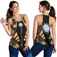 Marshall Islands Women Racerback Tank - Polynesian Tattoo Gold - Polynesian Pride