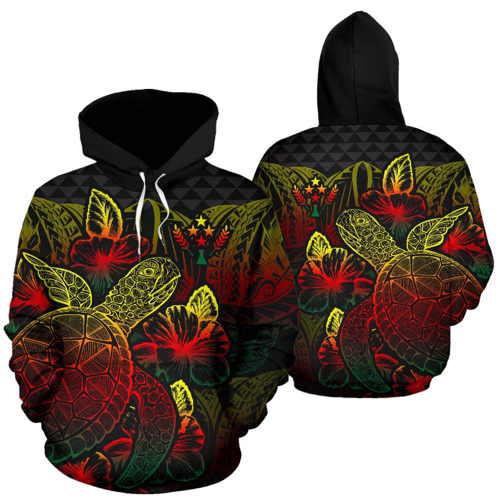 Kosrae Polynesian Hoodie Turtle Hibiscus Reggae Unisex Reggae - Polynesian Pride