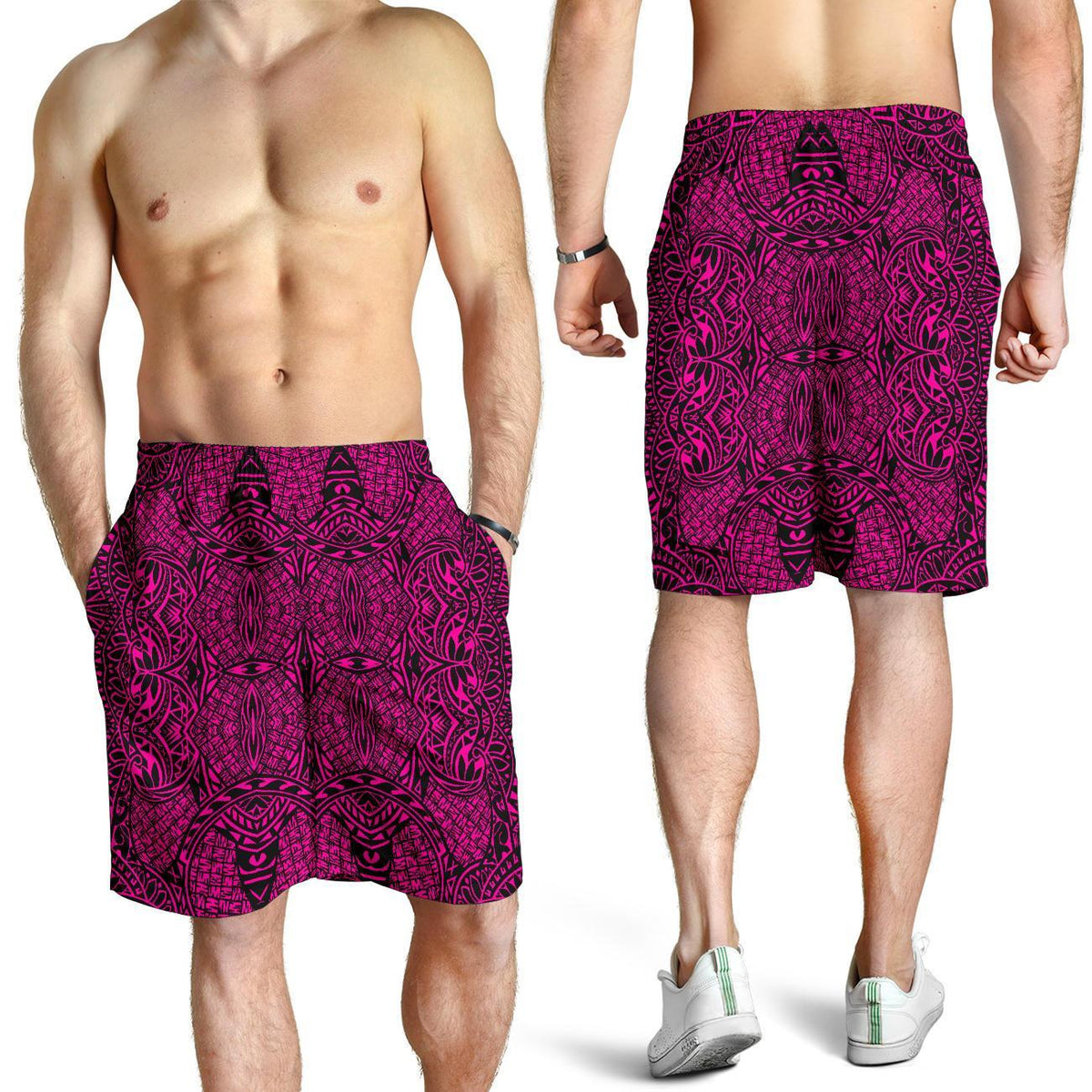 Polynesian Lauhala Mix Pink Men's Short - Polynesian Pride