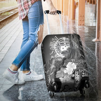 Samoa Luggage Covers - Humpback Whale with Tropical Flowers (White) - Polynesian Pride