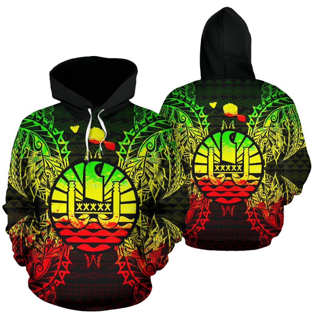 French Polynesia Polynesian ll Over Hoodie Map Reggae Unisex Reggae - Polynesian Pride