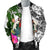 Vanuatu Custom Personalised Men's Bomber Jacket White - Turtle Plumeria Banana Leaf - Polynesian Pride