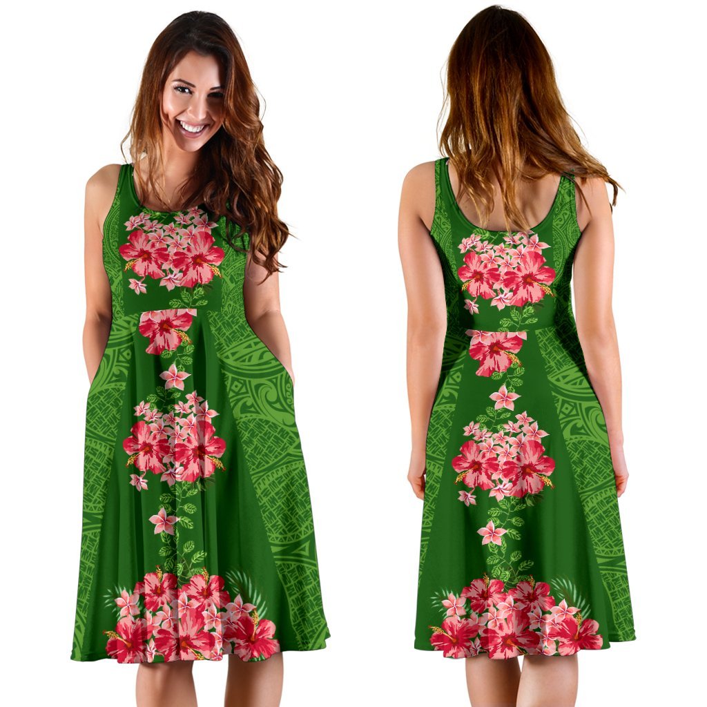 Hawaii Tropical Flowers Polynesian - Hawaiian Midi Dress - Curtis Style - Polynesian Pride