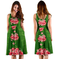 Hawaii Tropical Flowers Polynesian - Hawaiian Midi Dress - Curtis Style - Polynesian Pride