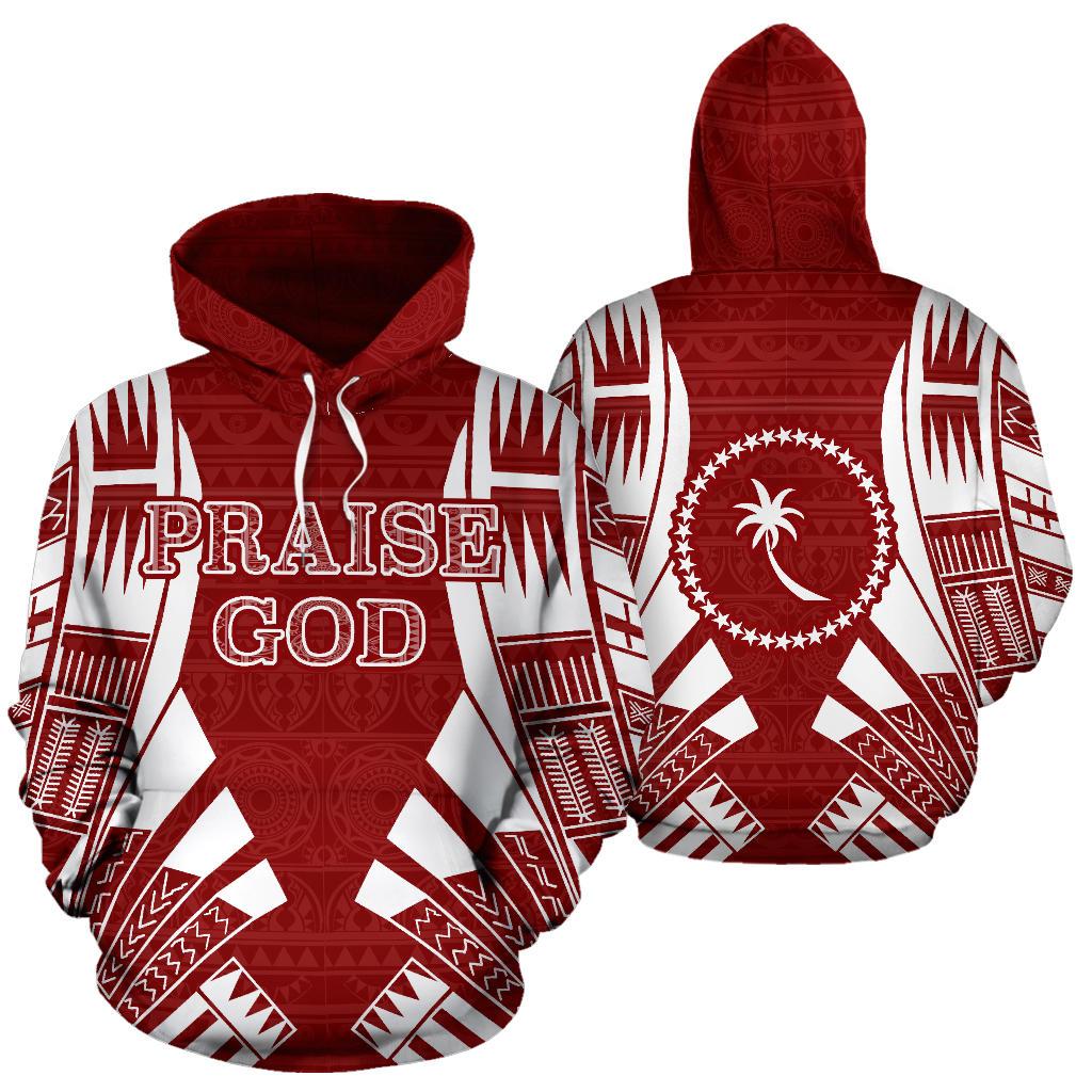 Praise God All Over Hoodie Unisex Red - Polynesian Pride
