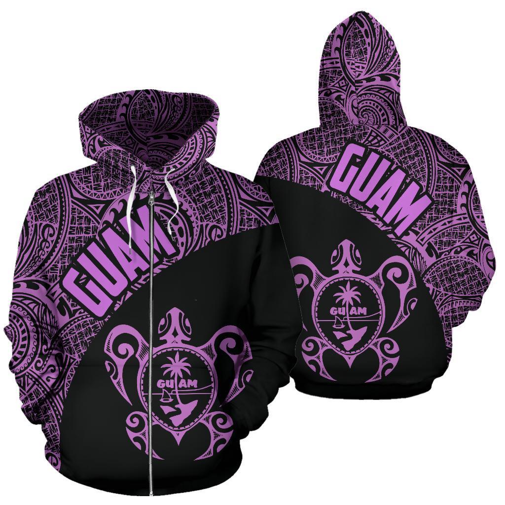 Guam Hoodie Guam Coat of Arm In Turtle Polynesian Tattoo Purple Unisex Purple - Polynesian Pride