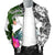 Wallis And Futuna Men's Bomber Jacket White - Turtle Plumeria Banana Leaf - Polynesian Pride