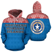 Northern Mariana Islands All Over Hoodie Polynesian Hoodie Style Unisex White - Polynesian Pride