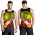 Cook Islands Men's Tank Top - Humpback Whale with Tropical Flowers (Yellow) - Polynesian Pride