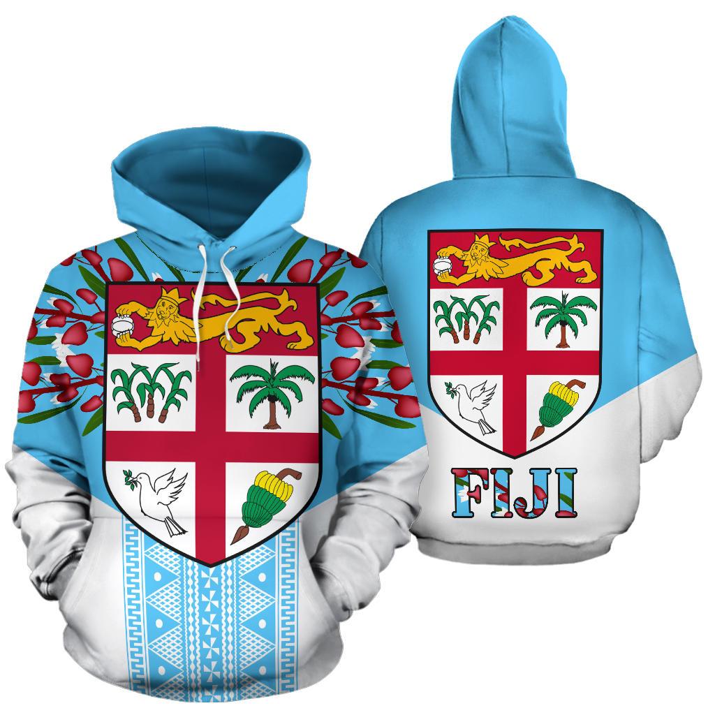 Fiji All Over Hoodie Tagimaucia Flower Unisex Blue-White - Polynesian Pride