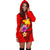 Papua New Guinea Polynesian Women's Hoodie Dress - Floral With Seal Red - Polynesian Pride