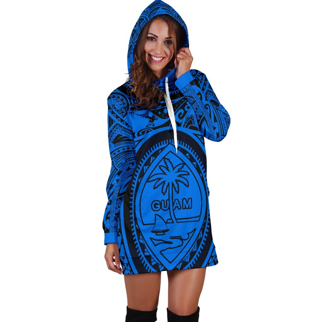 Polynesian Hoodie Dresses - Guam Flag, Seal with Maui Moana Tattoo - Polynesian Pride