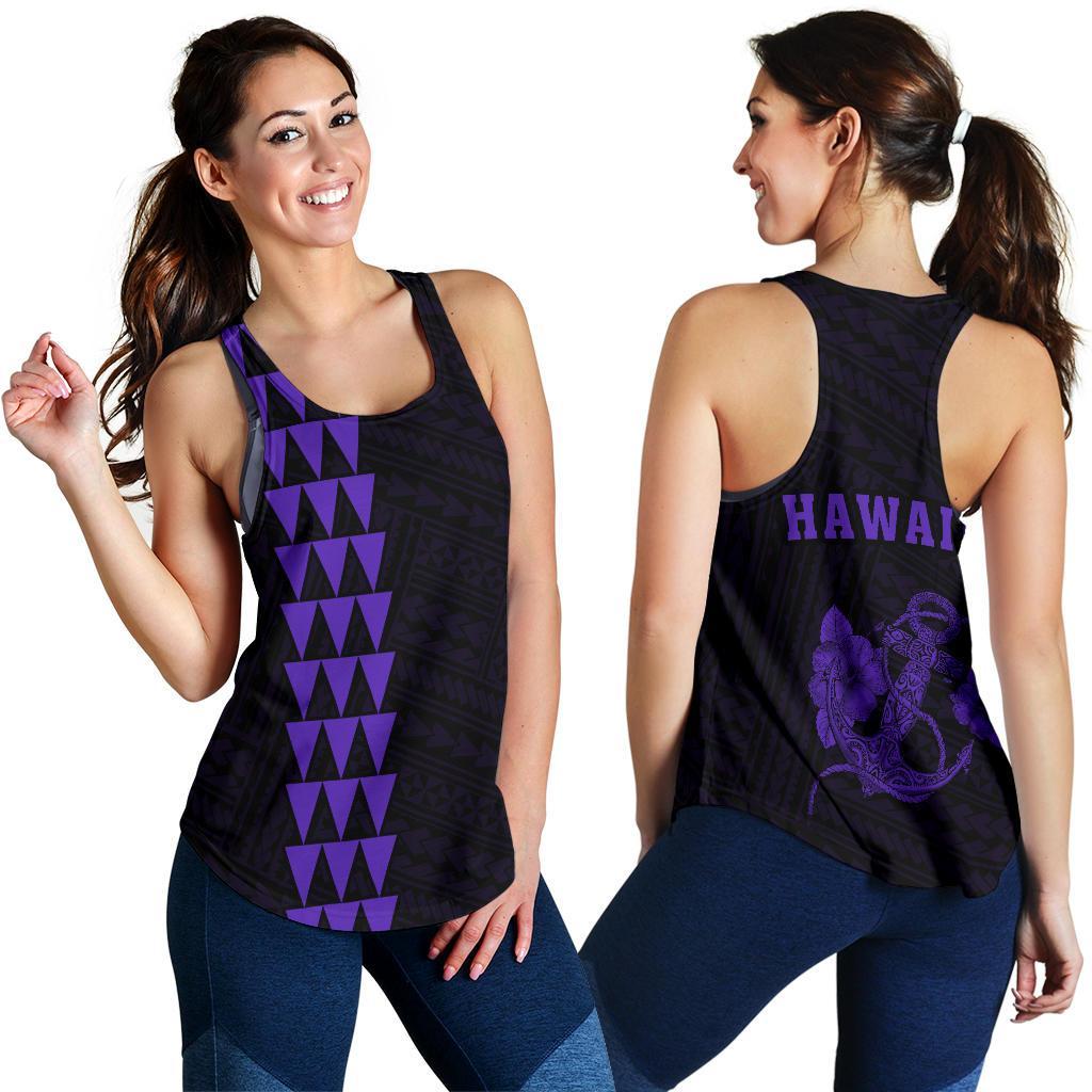 Hawaii Kakau Polynesian Anchor Women's Racerback Tank - Purple Purple - Polynesian Pride