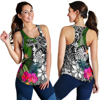 New Caledonia Women Racerback Tank - Turtle Plumeria Banana Leaf Crest - Polynesian Pride