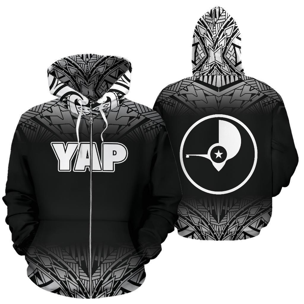 Yap All Over Zip up Hoodie Black Fog Style Unisex Black - Polynesian Pride