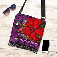 Hawaii Lauhala Hibiscus Polynesian Tropical Crossbody Boho Handbag Pink - Wake Style - AH - Polynesian Pride