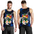 Tonga Polynesian Men's Tank Top - Turtle With Plumeria Flowers Blue - Polynesian Pride