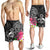 American Samoa Polynesian Men's Shorts - Turtle Plumeria (Black) - Polynesian Pride