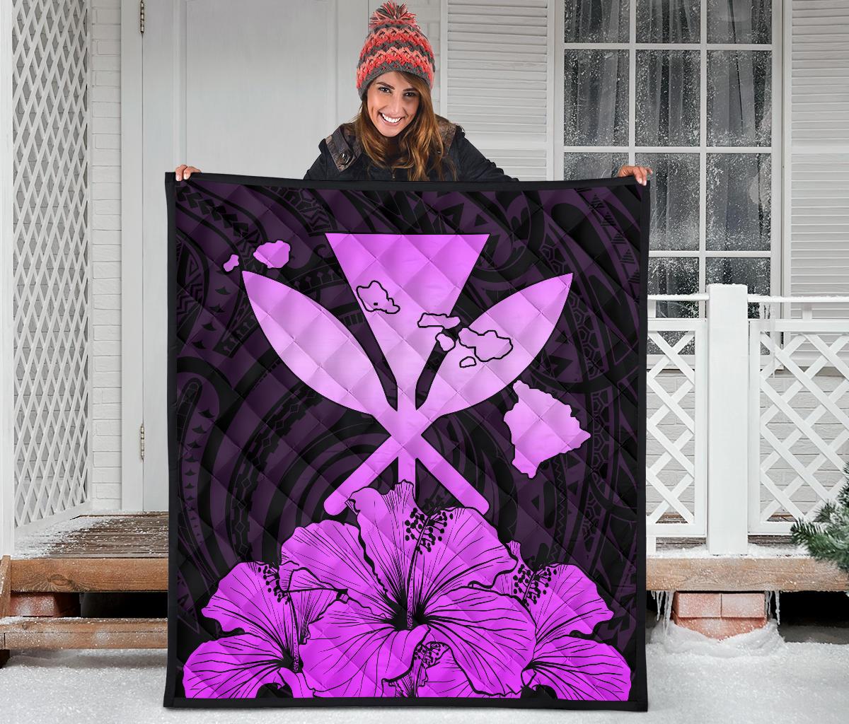 Hawaiian Kanaka Premium Quilt Hibiscus Polynesian Love Pink - Polynesian Pride