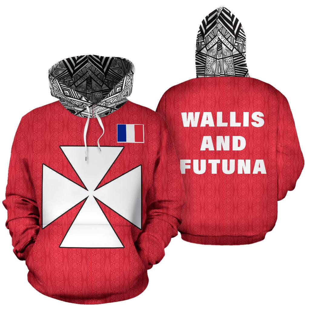 Wallis and Futuna All Over Hoodie Polynesian Over Hood Unisex Red - Polynesian Pride