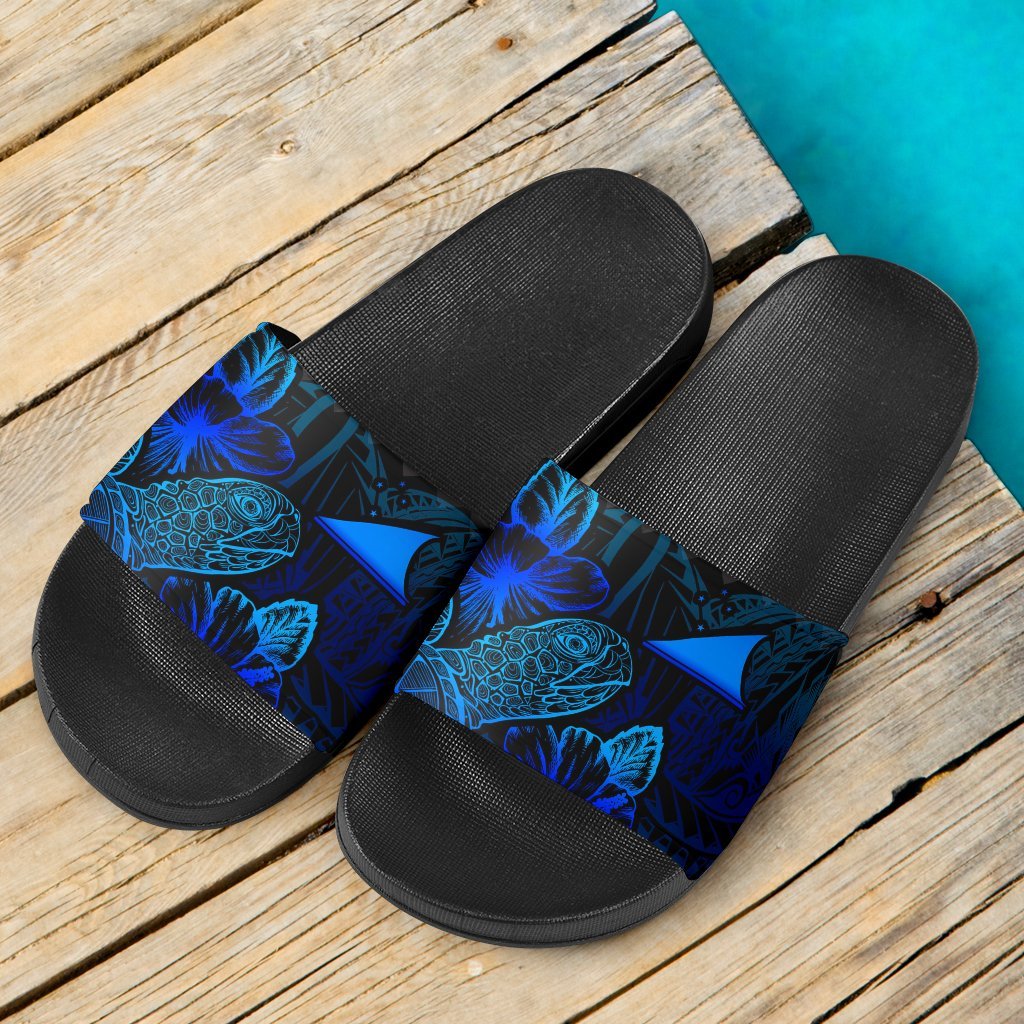 Tokelau Sandals - Turtle Hibiscus Pattern Blue - Polynesian Pride