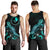 Yap Polynesian Men Tank Top - Turtle With Blooming Hibiscus Tuquoise - Polynesian Pride