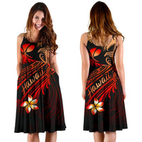 Hawaii Polynesian Midi Dress - Plumeria Flowers And Waves - Polynesian Pride