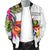 Tonga Men's Bomber Jacket Polynesian Hibiscus White Pattern - Polynesian Pride