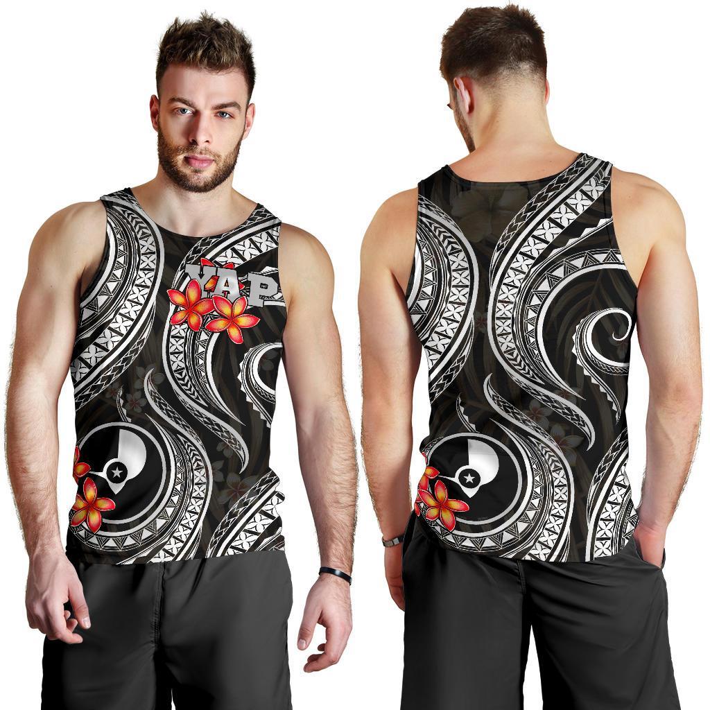 Yap Micronesian Men Tank Top - Black Plumeria - Polynesian Pride