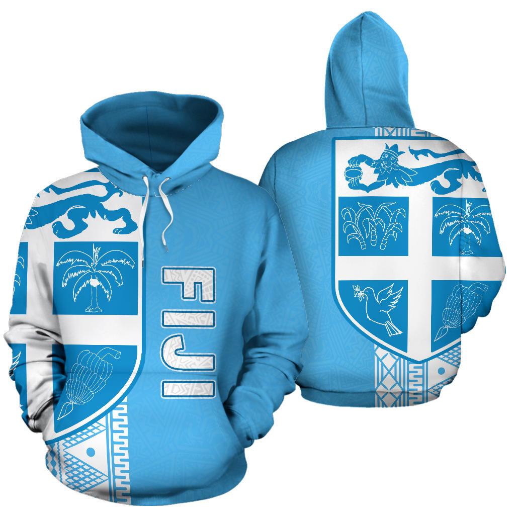 Fiji Polynesian Tapa Hoodie Blue Line Unisex Blue - Polynesian Pride