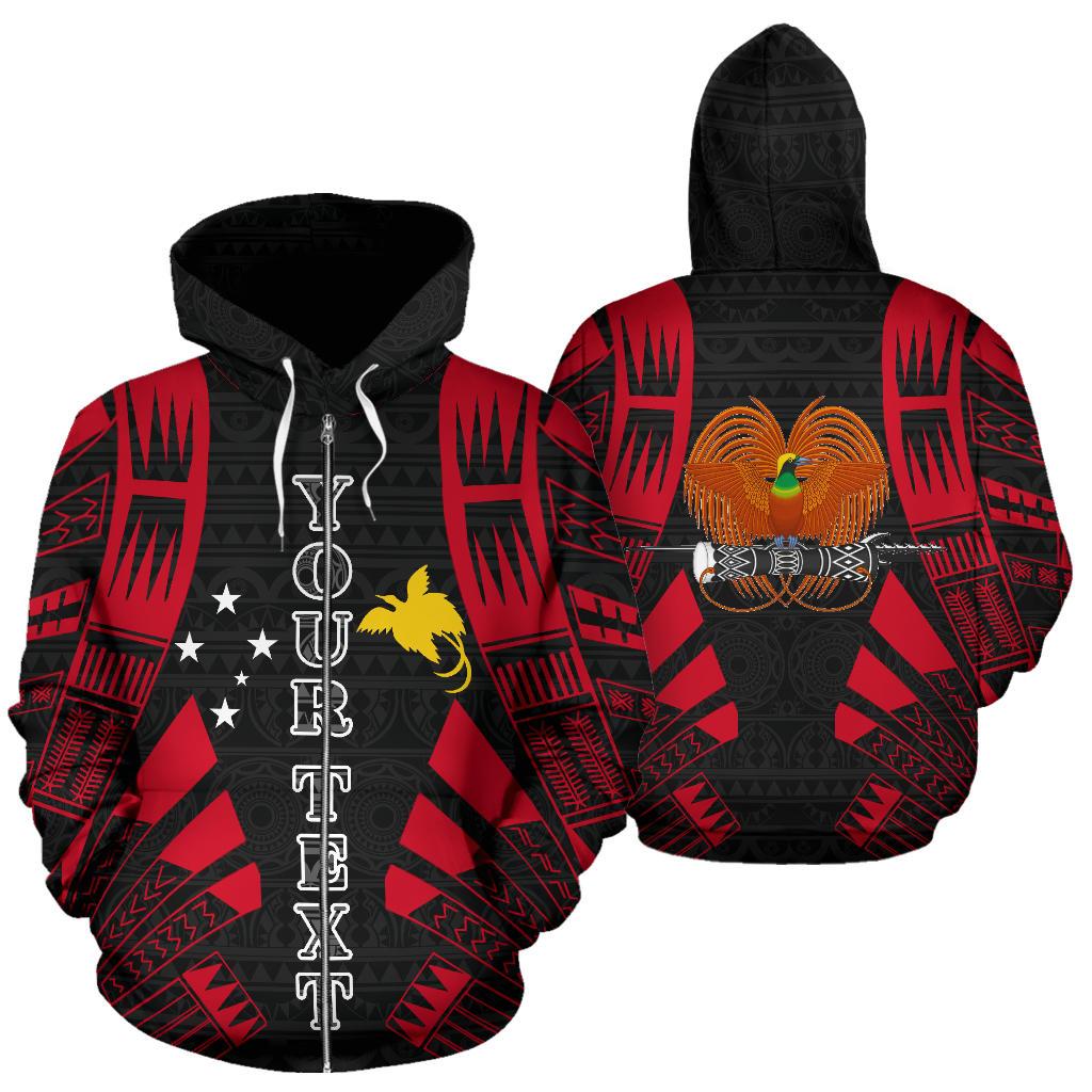 Papua New Guinea All Over Zip up Custom Hoodie Tattoo Style Unisex Black - Polynesian Pride