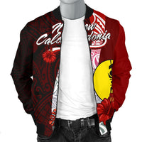 New Caledonia Polynesian Men's Bomber Jacket - Coat Of Arm With Hibiscus - Polynesian Pride