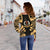 Vanuatu Women's Off Shoulder Sweater - Polynesian Tattoo Gold - Polynesian Pride