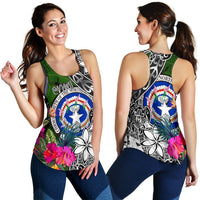 Northern Mariana Islands Women Racerback Tank - Turtle Plumeria Banana Leaf - Polynesian Pride