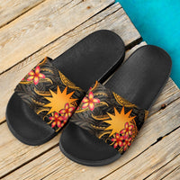 Nauru Slide Sandals - Gold Plumeria - Polynesian Pride