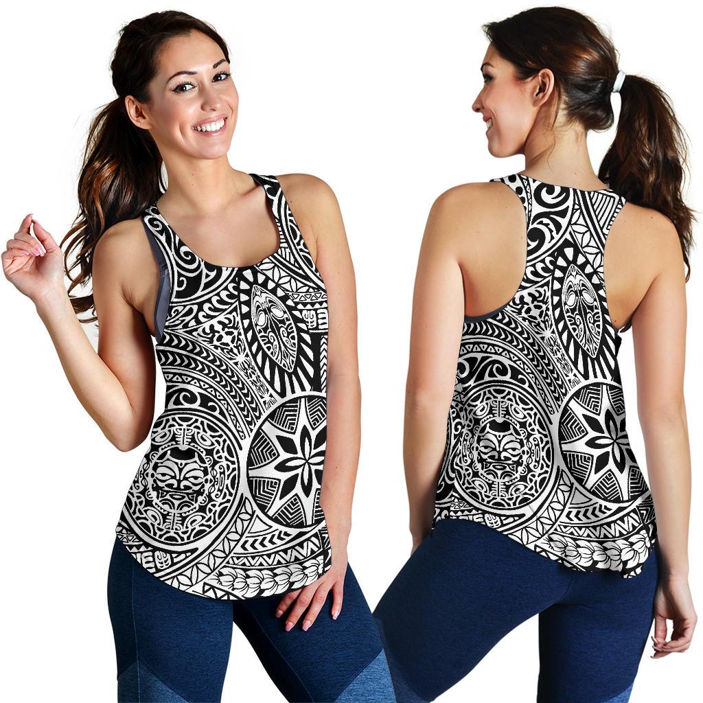 Polynesian Hawaiian Style Tribal Tattoo White Women's Racerback Tank Top - Polynesian Pride