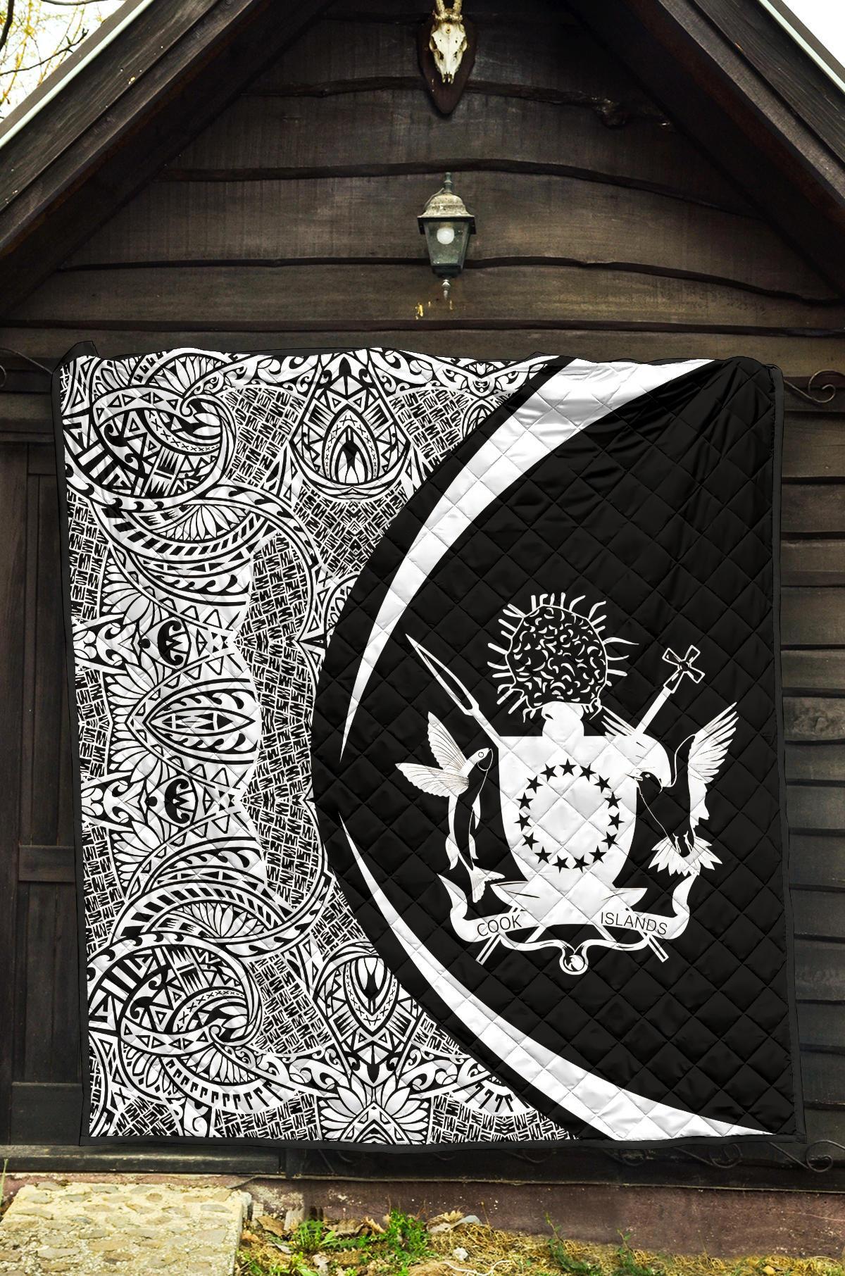 Cook Islands Coat Of Arms Polynesian Premium Quilt - Circle Style - 01 - Polynesian Pride