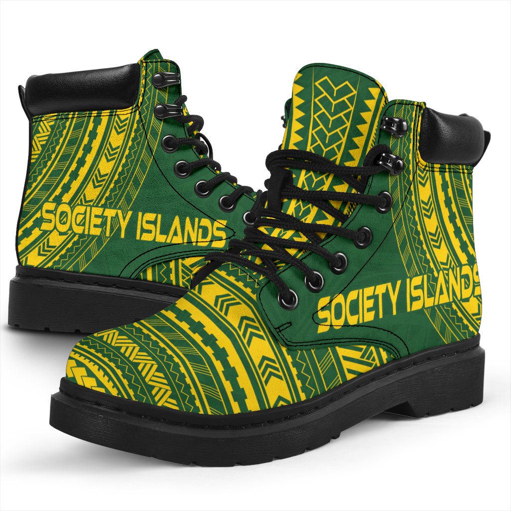 Society Islands Leather Boots - Polynesian Flag Chief Version - Polynesian Pride