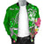 Tonga Custom Personalised Men's Bomber Jacket - Turtle Plumeria (Green) - Polynesian Pride