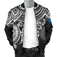 Northern Mariana Islands Polynesian Bomber Jacket (Men) - White Turtle - Polynesian Pride