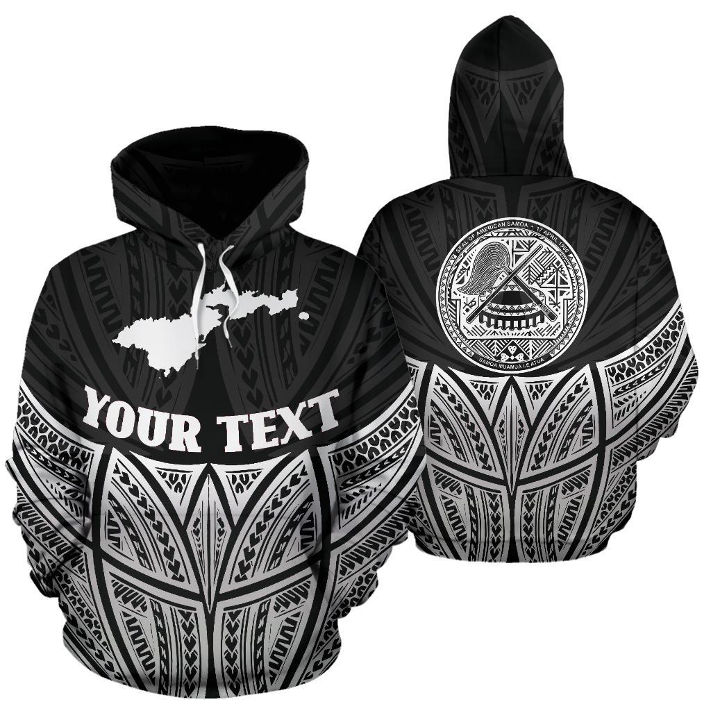 American Samoa Polynesian Custom Hoodie Black Pride Map nd Seal Unisex Black - Polynesian Pride