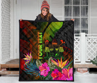 Fiji Polynesian Personalised Premium Quilt - Hibiscus and Banana Leaves - Polynesian Pride
