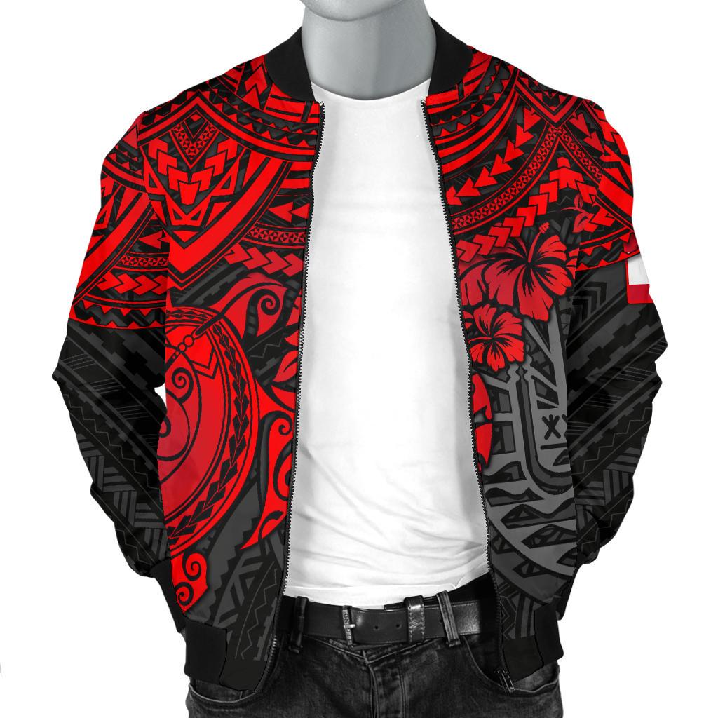 Tahiti Polynesian Bomber Jacket (Men) - Red Turtle - Polynesian Pride