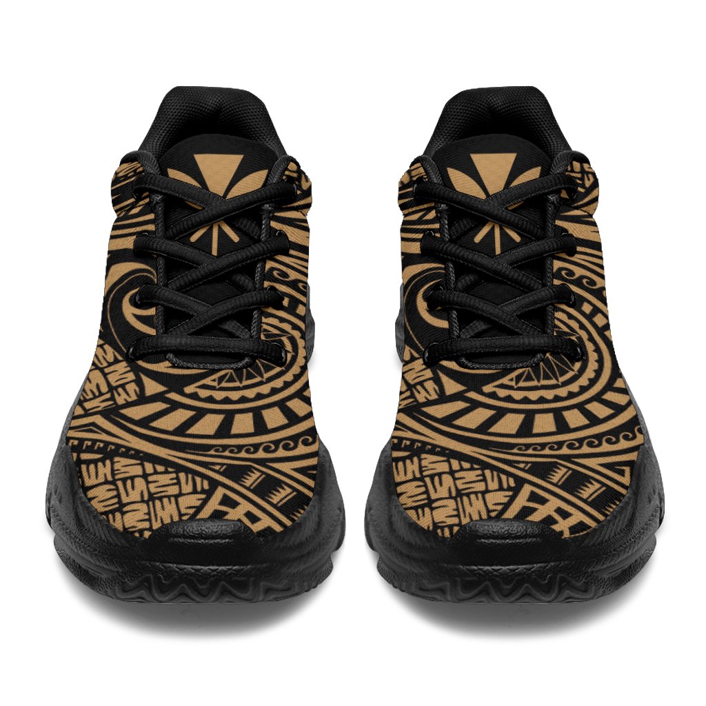 Kanaka White Chunky Sneakers Gold - Circle Style - Polynesian Pride