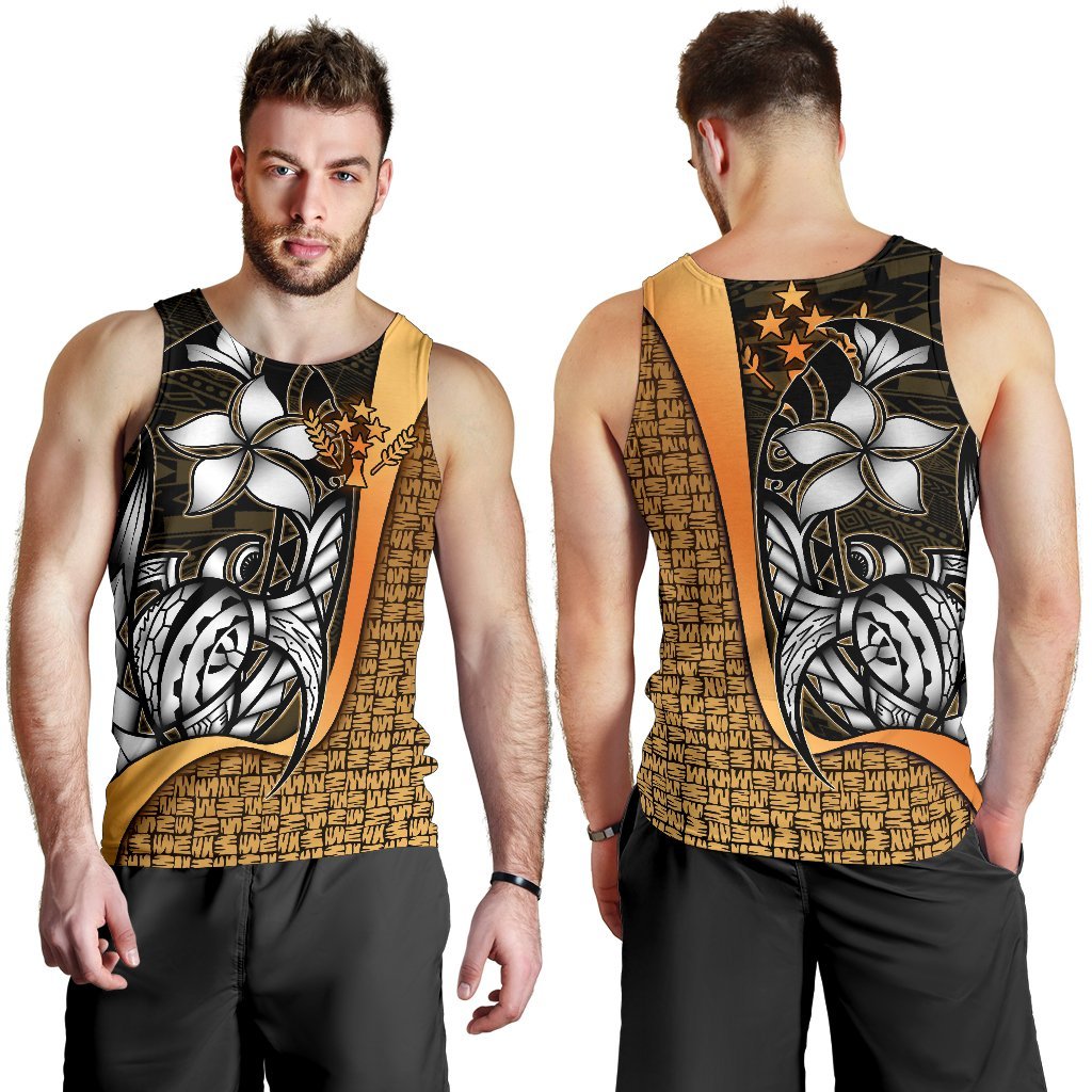 Kosrae Micronesia Men's Tank Top Gold - Turtle With Hook Gold - Polynesian Pride