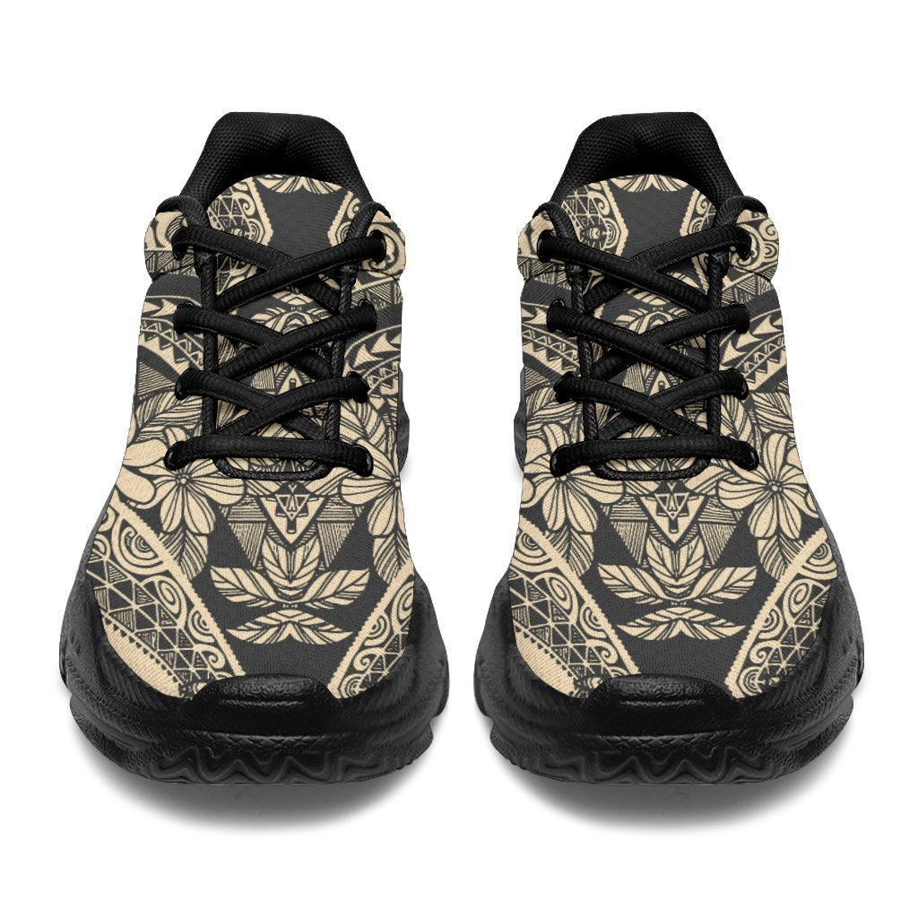 Polynesian Plumeria Mix Gray Chunky Sneakers - Polynesian Pride