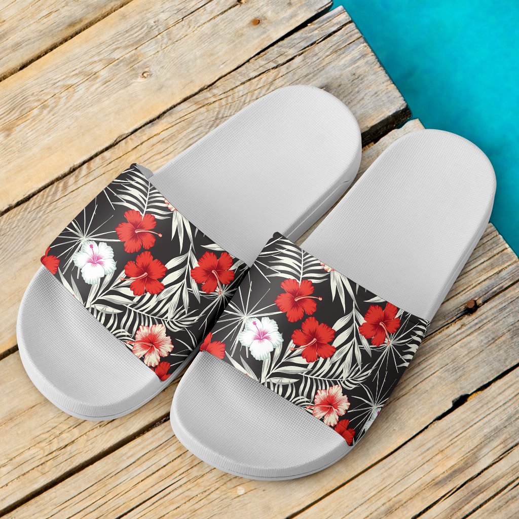 Hawaii Palm Hibiscus Pattern Slide Sandals - Polynesian Pride