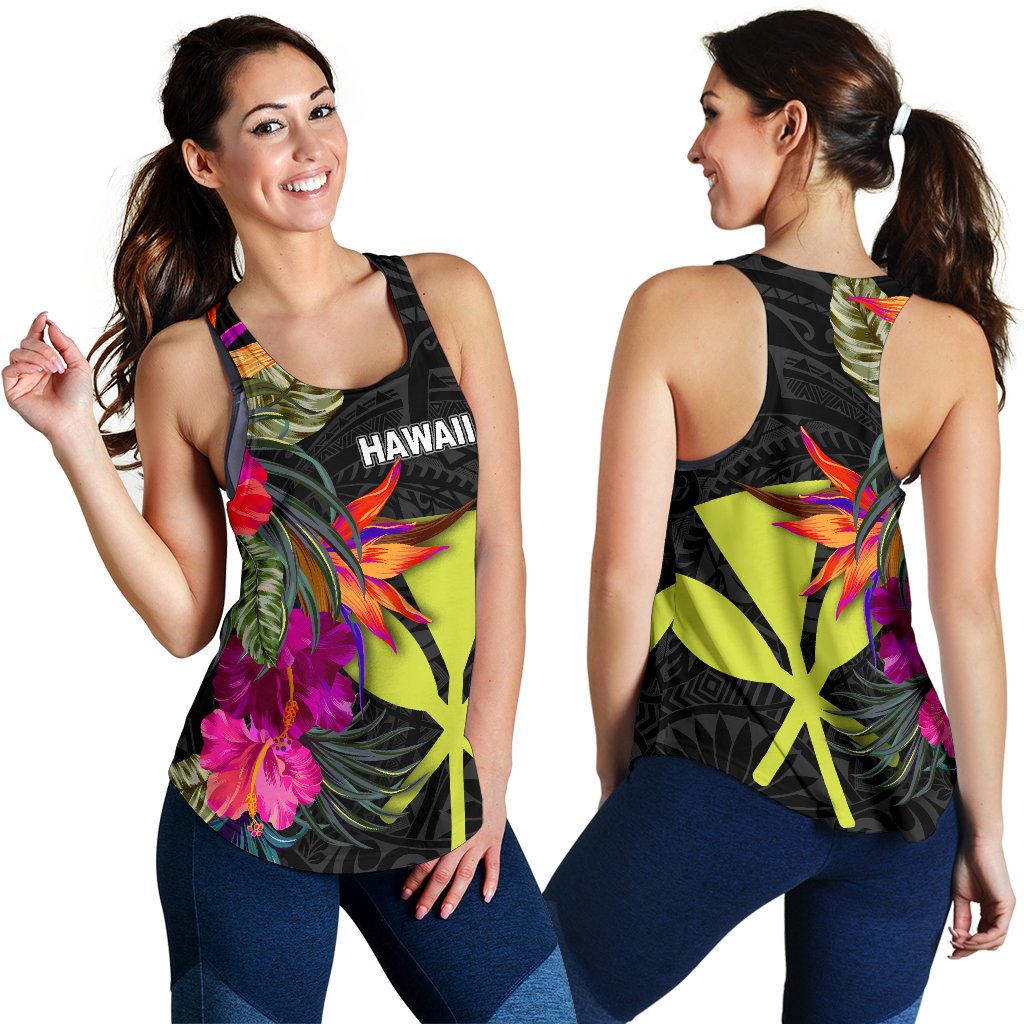 Hawaii Women's Racerback Tank - Hibiscus Polynesian Pattern - Polynesian Pride