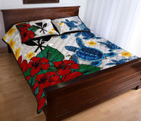 Kanaka Maoli (Hawaiian) Quilt Bed Set - Aloha Sea Turtles Hibiscus - Polynesian Pride
