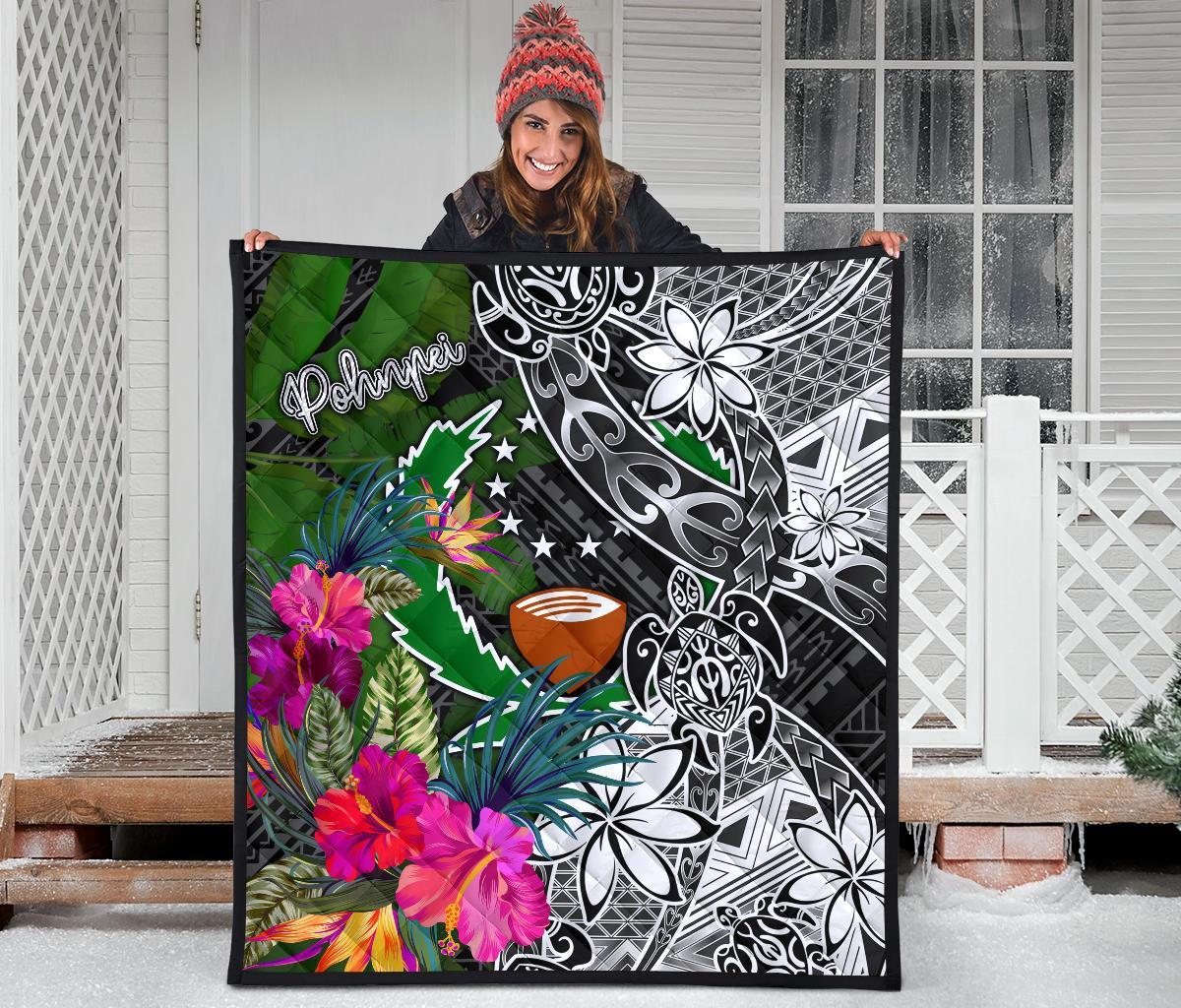 Pohnpei Premium Quilt - Turtle Plumeria Banana Leaf - Polynesian Pride